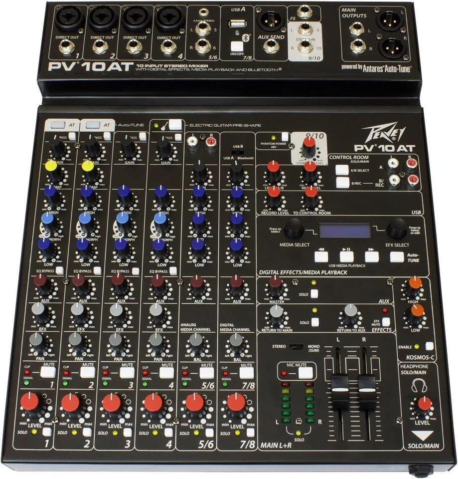 Peavey PV 10 AT 10 Channel Compact Mixing Mixer Console with Bluetooth Auto-Tune - Image 1 of 4