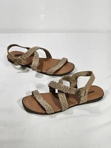 Minnetonka Taupe Braided Suede Leather Strap Flat Sandals - Size 8 - Picture 1 of 4