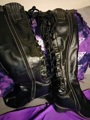 Knee High Brown Lace Up The Back Wedges Size 9. Worn 3 Times  Foto 1 de 3