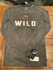 NEW Men’s Minnesota Wild NHL Long Sleeve Shirt Gray Polyester Sz Small