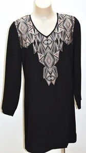THURLEY Black Embroidered Shift Dress - Size 10 - EUC - Picture 1 of 10