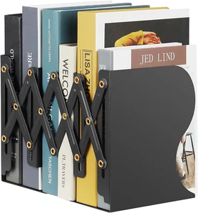 Adjustable Bookends, Metal Iron Bookends, Expandable Bookcase Bookend Stand Hold - Picture 1 of 12