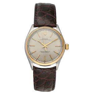 Vintage Rolex 1002 Oysterperpetual Grey Dial Two Tone 34mm Automatic Wrist Watch - Picture 1 of 7