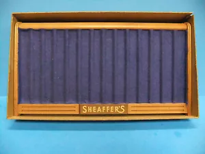 Sheaffer's Fountain Pen M20-20 Groove Tray W/BOX Blue Felt Wooden Display Shelf - Picture 1 of 8