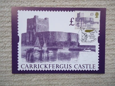 1995 £3 CARRICKFERGUS CASTLE FDI Front PHQ Royal Mail Stamp Card Series 8/95 D8 - Image 1 of 4