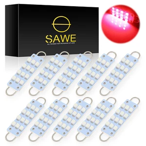 10xSAWE Red 44mm 211-2 212-2 578 12SMD Rigid Loop LED Bulb for Trunk Door Lights - Foto 1 di 5
