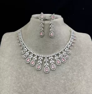 Top Quality Ad Cz Neckless Set Indian Bollywood Bridal Party Wedding Women op72 - Picture 1 of 5