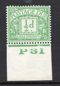 1924 1/2d EMERALD KGV WMK U/MOUNTED MINT CONTROL (P31) SINGLE. SG D10 - Picture 1 of 1