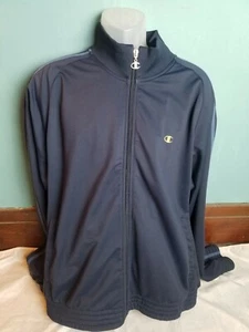 Vintage 80s 90s Champion Full Zip Pullover Track Top Blue Men's XLG Gold Logo - Picture 1 of 10