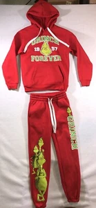 Grinch Forever Dr Seus Sweat Suit Outfit Pants Shirt Red Girls Size XS - Picture 1 of 10