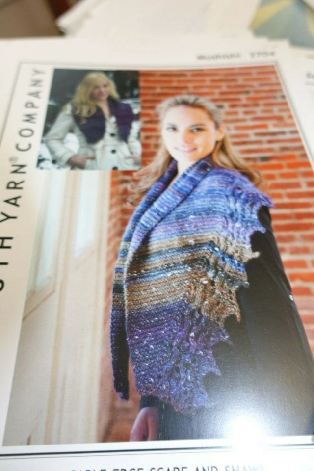 Plymouth Knitting Pattern 2704 Mushishi Cabled Edge Scarf & Shawl  - Image 1 of 1