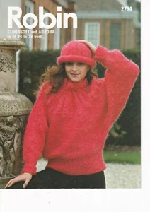 Robin Knitting Pattern 2754 - Ladies Dolman Sleeve Sweater and Hat - As New - Picture 1 of 2