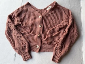 Jessica Simpson Strickjacke Pullover Damen Medium Rosa Mauve Cropped - Bild 1 von 6