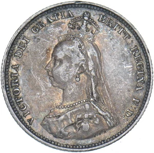 1887 Shilling - Victoria British Silver Coin - Nice - Bild 1 von 2