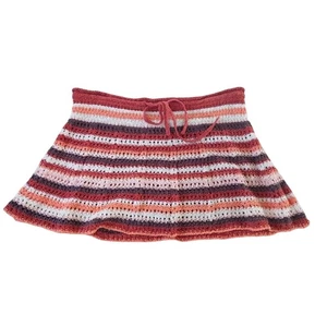 American Eagle Striped Crochet Skirt Skort M- Red and Pink Mini Bohemian Hippie - Picture 1 of 12