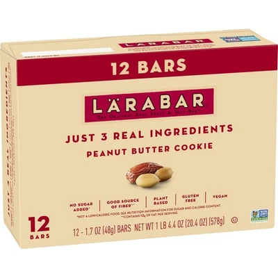 Barritas de bocadillos saludables para galletas de mantequilla de maní Larabar 12 unidades veganas sin gluten Foto 1 de 4