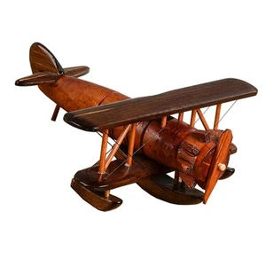 Vintage Wooden Plane Creative Home Desktop Retro Aircraft Decoration Toy Gift - Picture 1 of 7