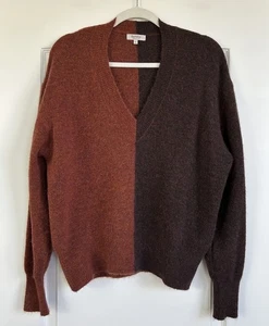 Bartolini Sweater Womens Large Alpaca Wool Blend Two Tone V Neck Made In Italy - Picture 1 of 9