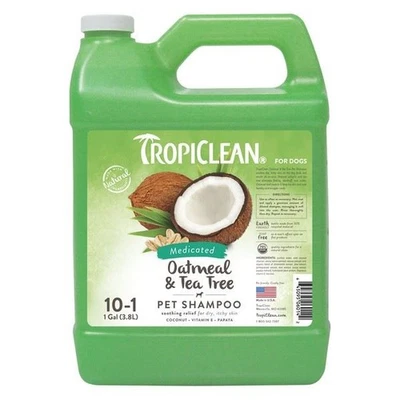 Tropiclean Oatmeal & Tea Tree Shampoo Medicated 3.78L - Itch Relief Dog Puppy - Image 1 of 3