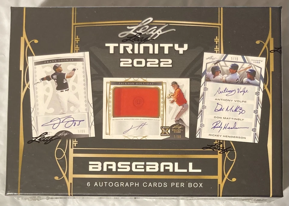 2022 LEAF TRINITY BASEBALL SEALED HOBBY BOX 6 AUTOS/AUTO PATCHES PER BOX LOADED! - Image 1 of 2