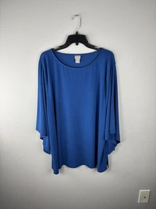Camicetta Chicos taglia 4 2XL XXL 20/22 più blu top maniche a campana floreale poli spandex - Foto 1 di 5