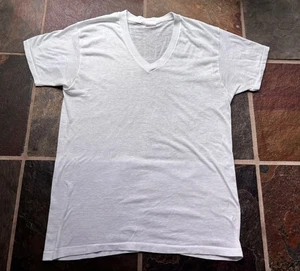 Camiseta Blanca Lisa Cuello en V Delgada/Suave Papel Años 90 De Colección. Puntada Única.S/M - Imagen 1 de 9