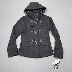 Celebrity Pink Hooded Duffle Coat Women Size Small Gray Toggle Wool Blend NWT - Picture 1 of 11