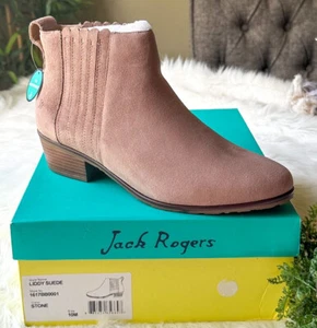Jack Rogers Women's Liddy Stone Suede Scallop Chelsea Ankle Waterproof Bootie 10 - Picture 1 of 3