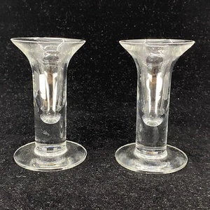 Dartington Glass Appledore Pair Clear Crystal Candlestick Holder Frank Thrower - Picture 1 of 12