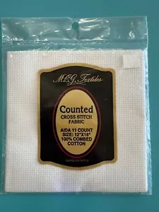 MCG TEXTILES COUNTED CROSS STITCH FABRIC AIDA 11 CT 12x18 COMBED COTTON WHITE - Picture 1 of 2