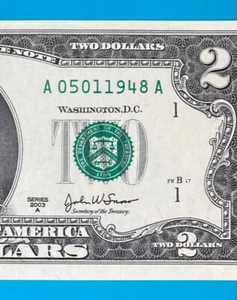 May 1, 1948 / 5 January 1948  : A 05011948 A BIRTHDAY Note $2 Two Dollar Bill - Picture 1 of 3
