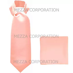 New Men's Polyester Ascot Cravat Necktie Hankie Solid Light Pink wedding formal - Picture 1 of 3