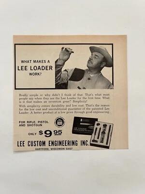 Anuncio impreso vintage 1970 Lee Loader Lee equipo de recarga de municiones anuncio Foto 1 de 3