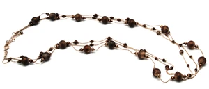 Vintage MCM Mauvefarbene Perlenkette Variierte Größe Perlen Kette Karabiner 16 Zoll - Bild 1 von 6