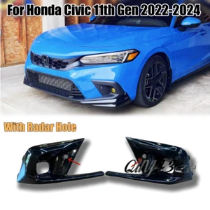 Gloss Black Front Bumper Fog Lights Cover W/Radar Hole for Honda Civic 2022-2024 - Bild 1 von 6