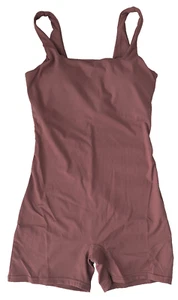 QINSEN Woman's Soft Breathable Square Neck Bodycon Romper High Waist, Brown (M) - Picture 1 of 15