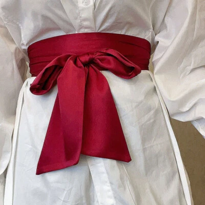 Mujer Cintura Satén Moño Cintura Alta Corsé Cinturón Cinta Ancha Corbata Vestido ↕ Foto 1 de 4