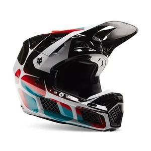 Fox Racing V3 RS Motocross Helmet Syz Black/White Adult Small - Picture 1 of 10