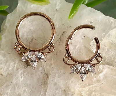 Anillo de segmento con bisagras ventilador gema marquesa 16 g clicker de tabique hélice daith orbital 1 pieza Foto 1 de 3