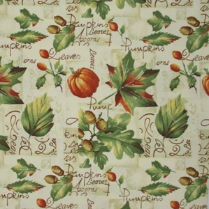Signature Classics Fabric 1/2Yard Pumpkins Acorns Beige Cotton Oakhurst Textiles - Picture 1 of 3
