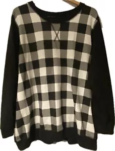 Woman Within Plus size black and white plaid sweatshirt size 2X 26/28 - Picture 1 of 5