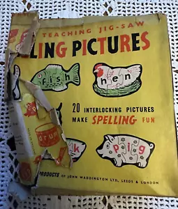 Immagini ortografiche vintage Waddington insegnamento puzzle scatola originale - Foto 1 di 18
