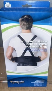 Sportaid Back Brace with Suspenders Black, 32"-44", medium/large - Picture 1 of 4