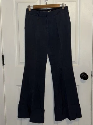 Stella McCartney Women’s Blue Wool Flare Dress Pants Wide Cuff Size 38 - Image 1 of 4
