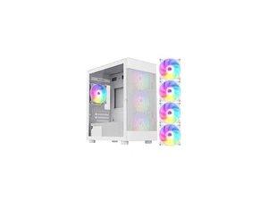 DIYPC ARGB-G5-W White USB3.0Tempered Glass Micro ATX Gaming Computer Case w/ 4 - Picture 1 of 8