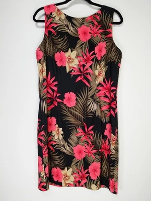 Vestido justo AGB tamanho 16 floral tropical sem mangas zíper nas costas gola Bateau - Imagem 1 de 4