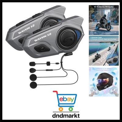X2 Motorrad Intercom, Integriertem Intercom System, Motorrad Bluetooth Headse... - Bild 1 von 4