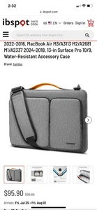 Tomtoc grau Laptop Tablet Tasche 3 Fächer gepolstert Computer Etui Teilenr. XRNC8N9 - Bild 1 von 17