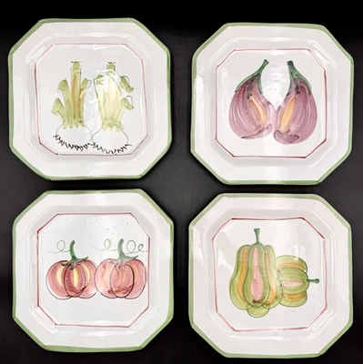 Vietri Italia SET/4 Platos de Pared Cerámica 9.5" Cebolla Berenjena Tomate Pimienta Foto 1 de 4