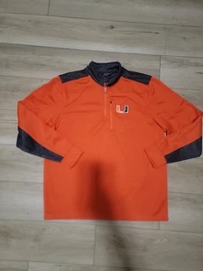 Miami Hurricanes Colosseum Mens Orange Quarter-Zip Fleece Pullover Sz XL - Picture 1 of 5